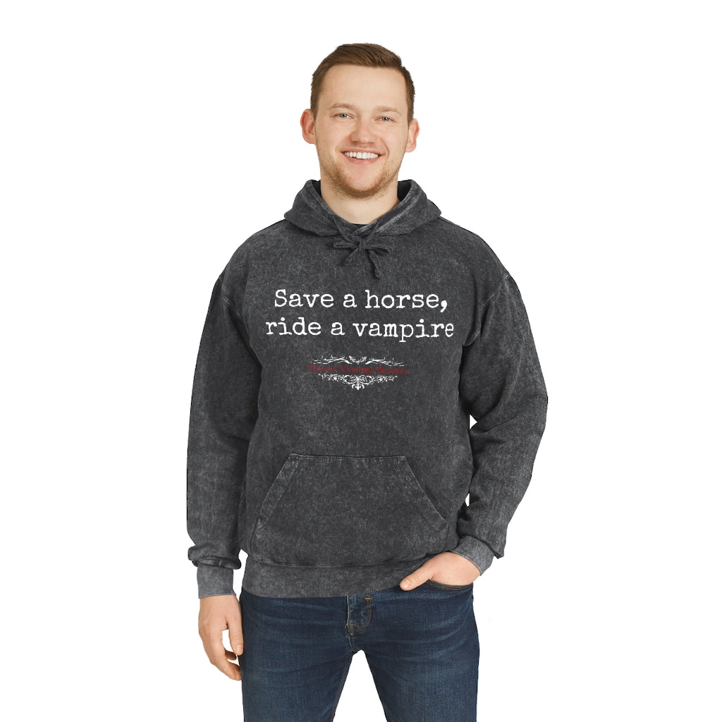 Unisex Mineral Wash Hoodie - Save a Horse, Ride a Vampire