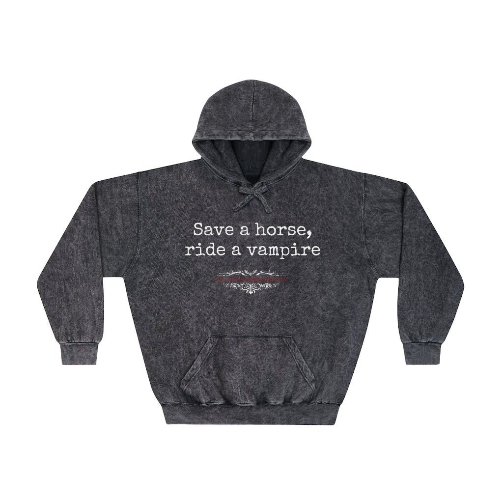 Unisex Mineral Wash Hoodie - Save a Horse, Ride a Vampire
